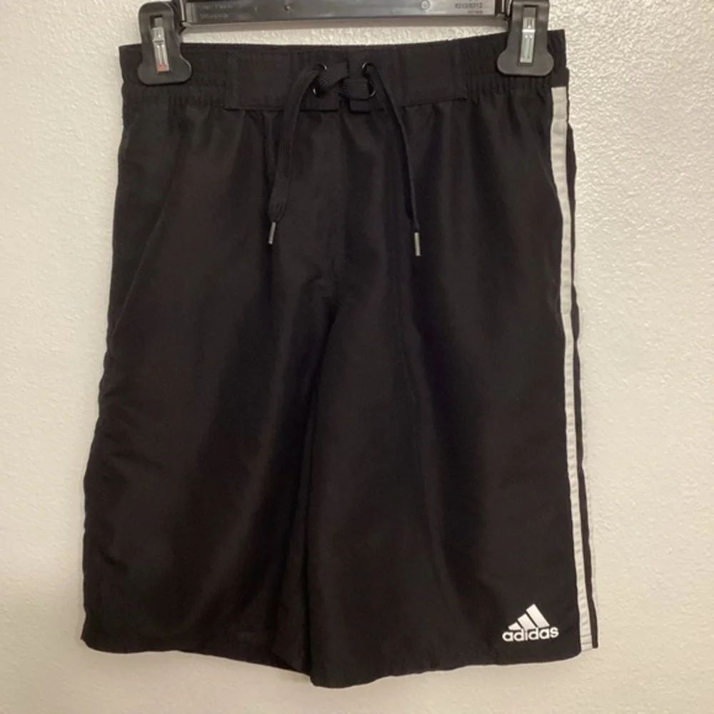Adidas Black Swim Trunks with Drawstring Waistband